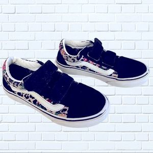 Girls leopard and floral old school Vans, size 13